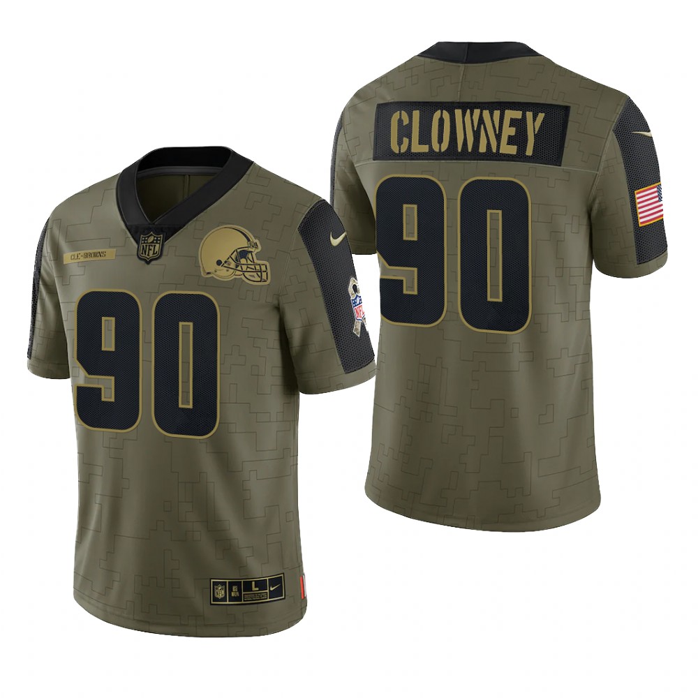 Cleveland Browns Jadeveon Clowney Olive Limited Jersey 2021 Salute To Service - Men's