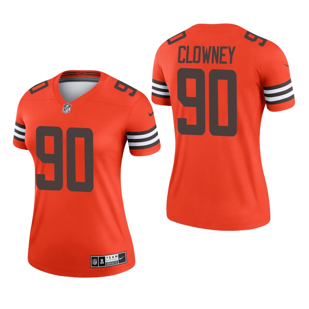 Cleveland Browns Jadeveon Clowney Orange Jersey Inverted Legend - Women's