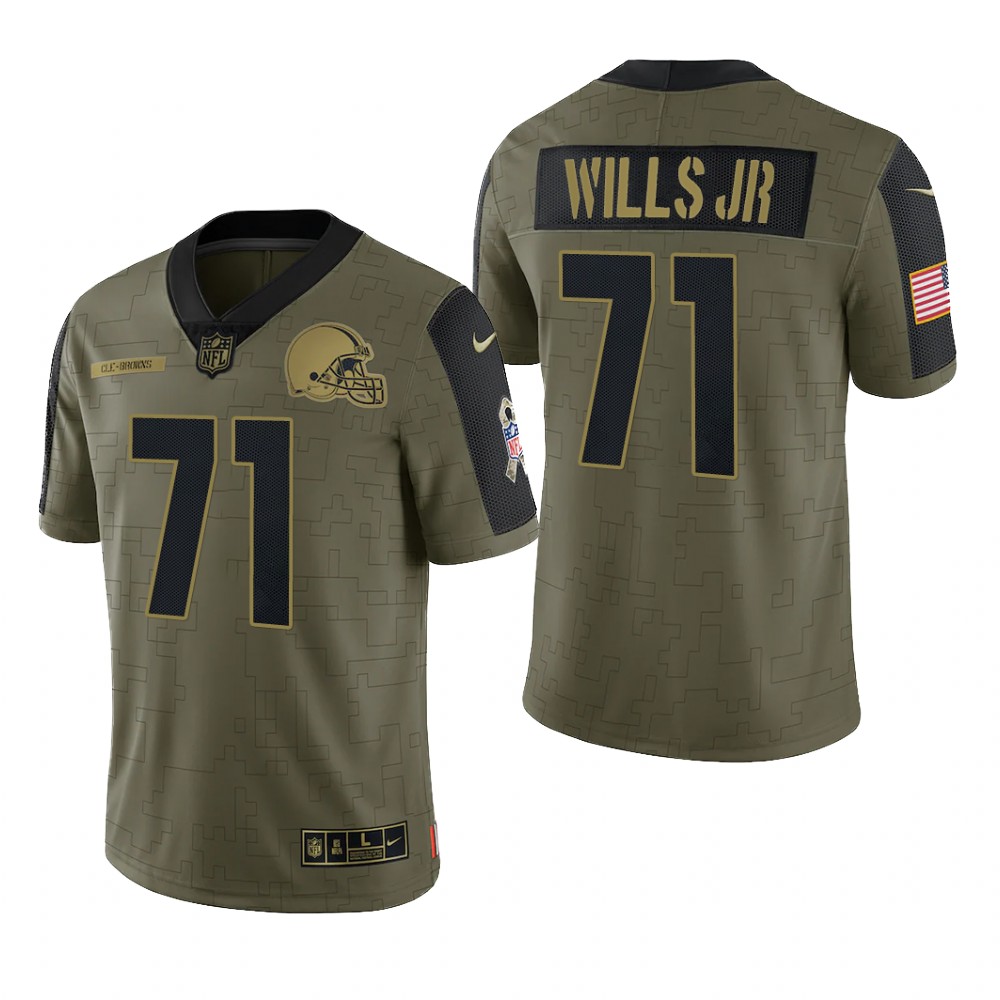 Cleveland Browns Jedrick Wills Olive Limited Jersey 2021 Salute To Service - Men's