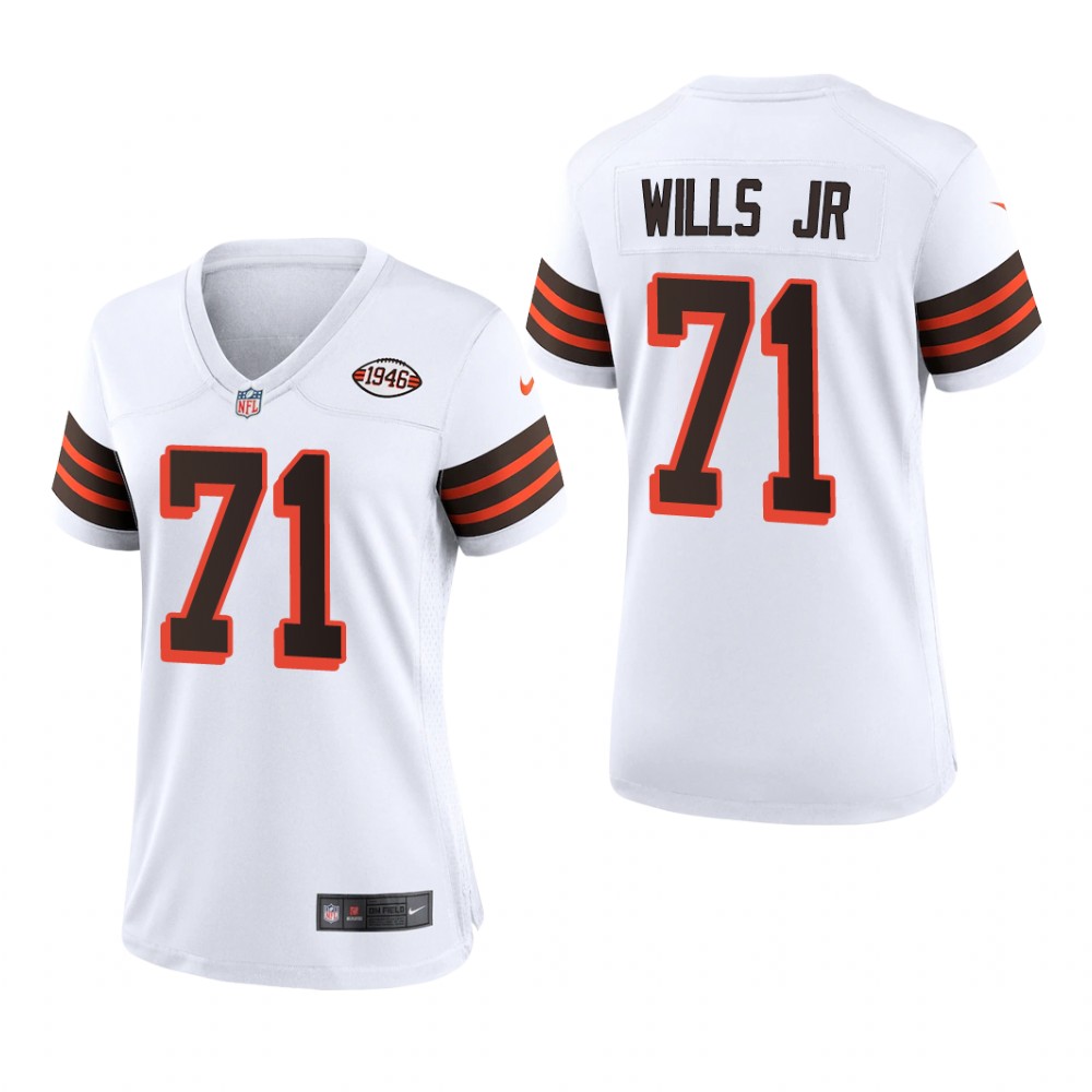 Cleveland Browns Jedrick Wills White Jersey 1946 Collection - Women's