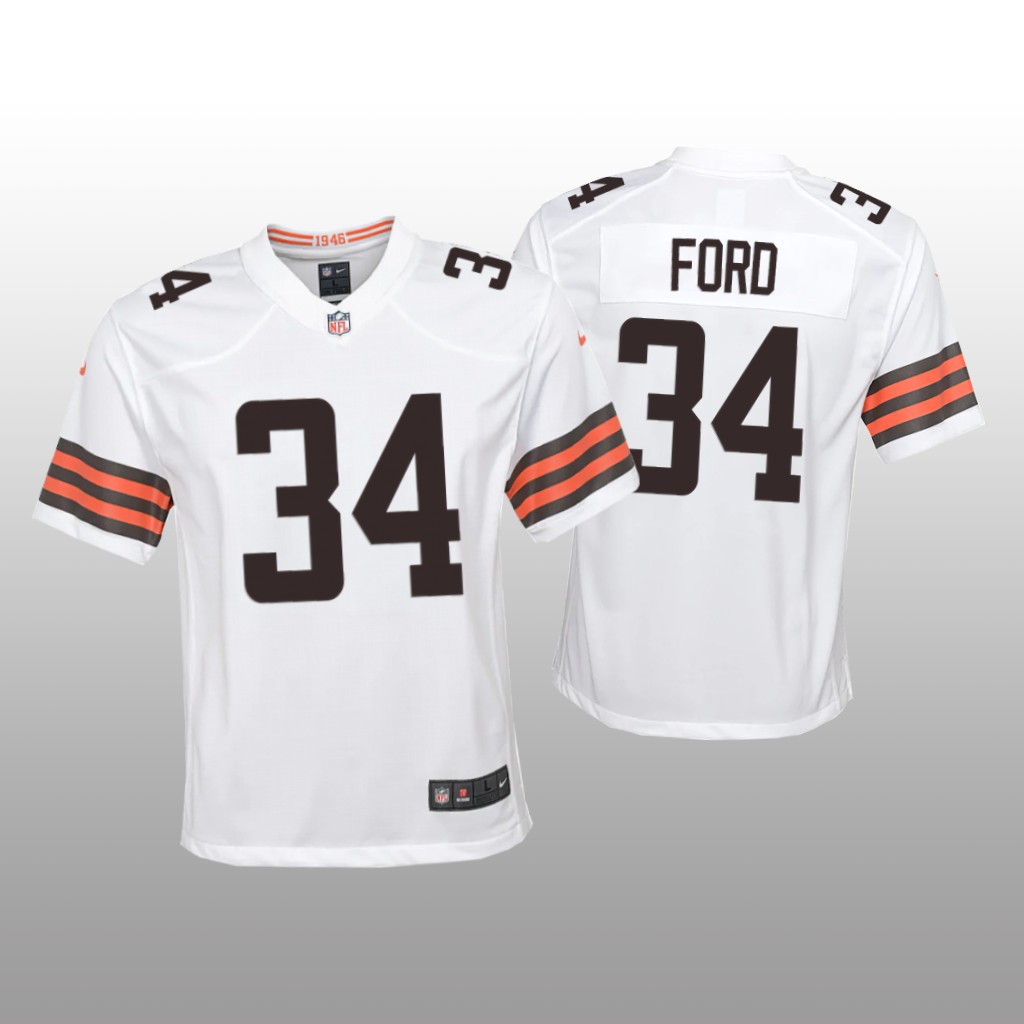 Cleveland Browns Jerome Ford White Jersey Game - Youth