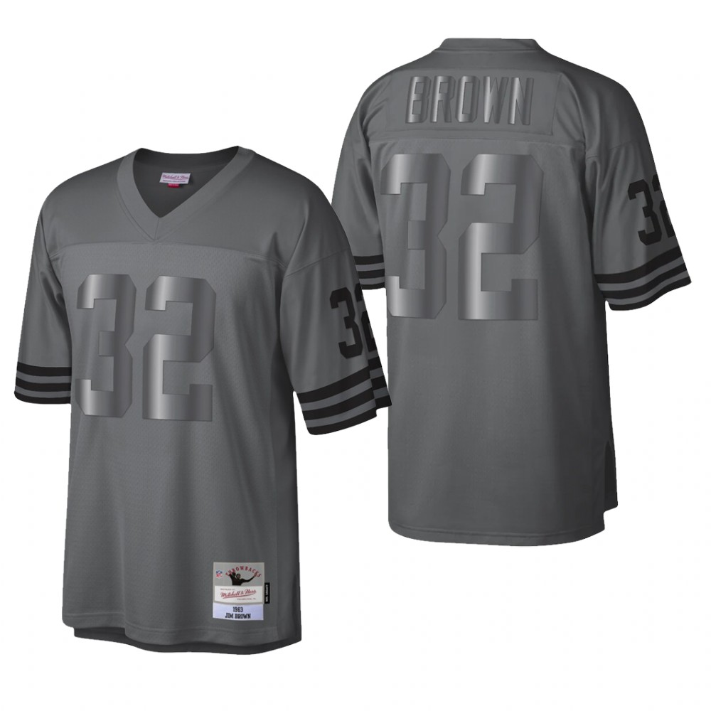 Cleveland Browns Jim Brown Charcoal Retired Player 1963 Metal Legacy - Men's