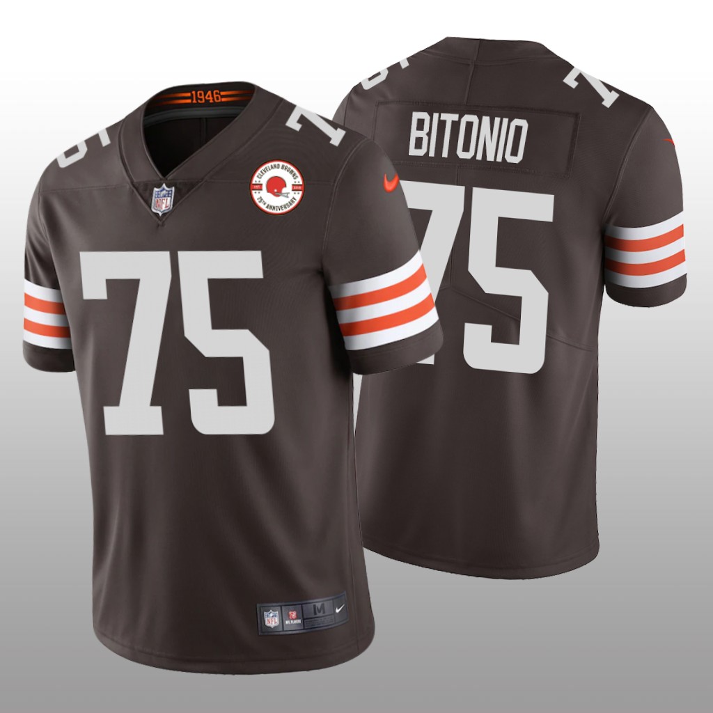 Cleveland Browns Joel Bitonio Brown Jersey 75th Anniversary Patch - Men's