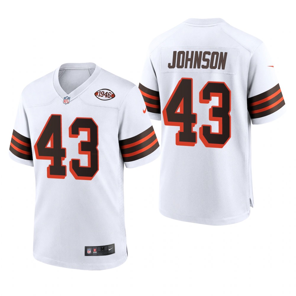Cleveland Browns John Johnson White Alternate Game Jersey 1946 Collection - Men's