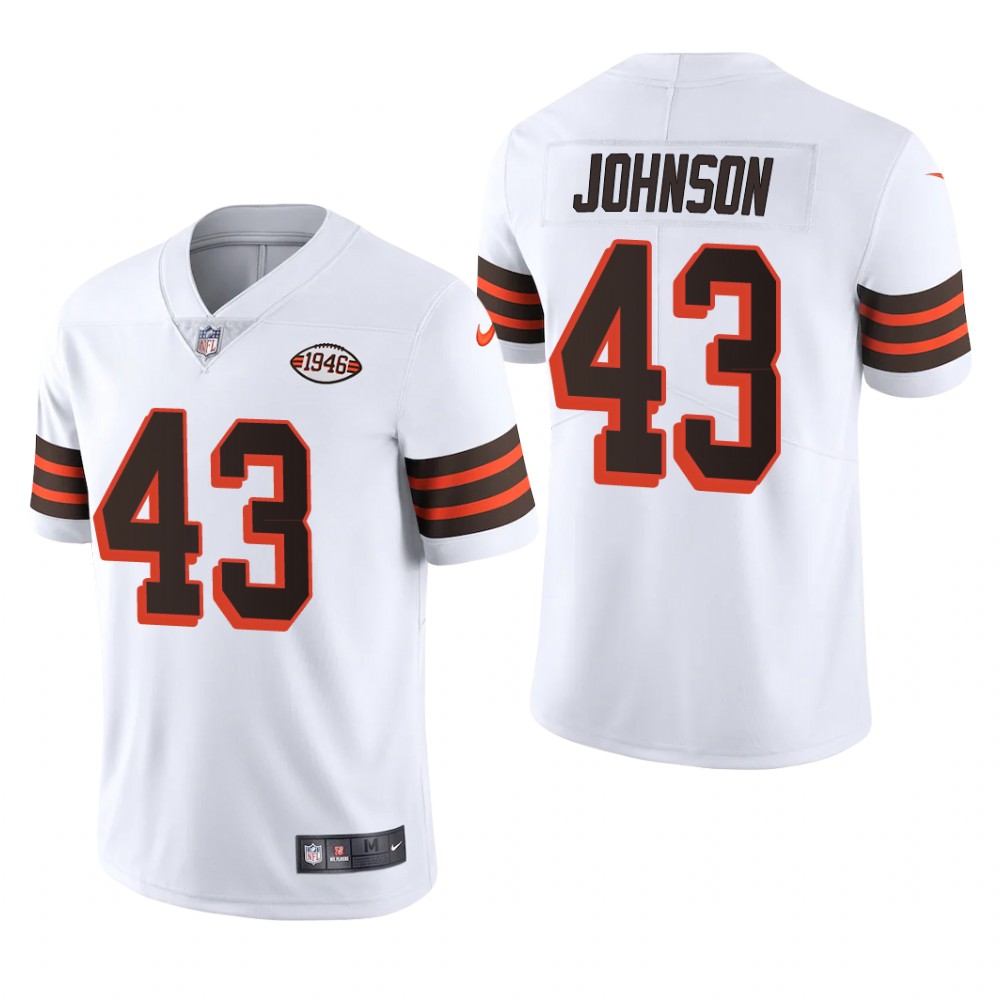 Cleveland Browns John Johnson White Jersey Vapor Limited - Men's