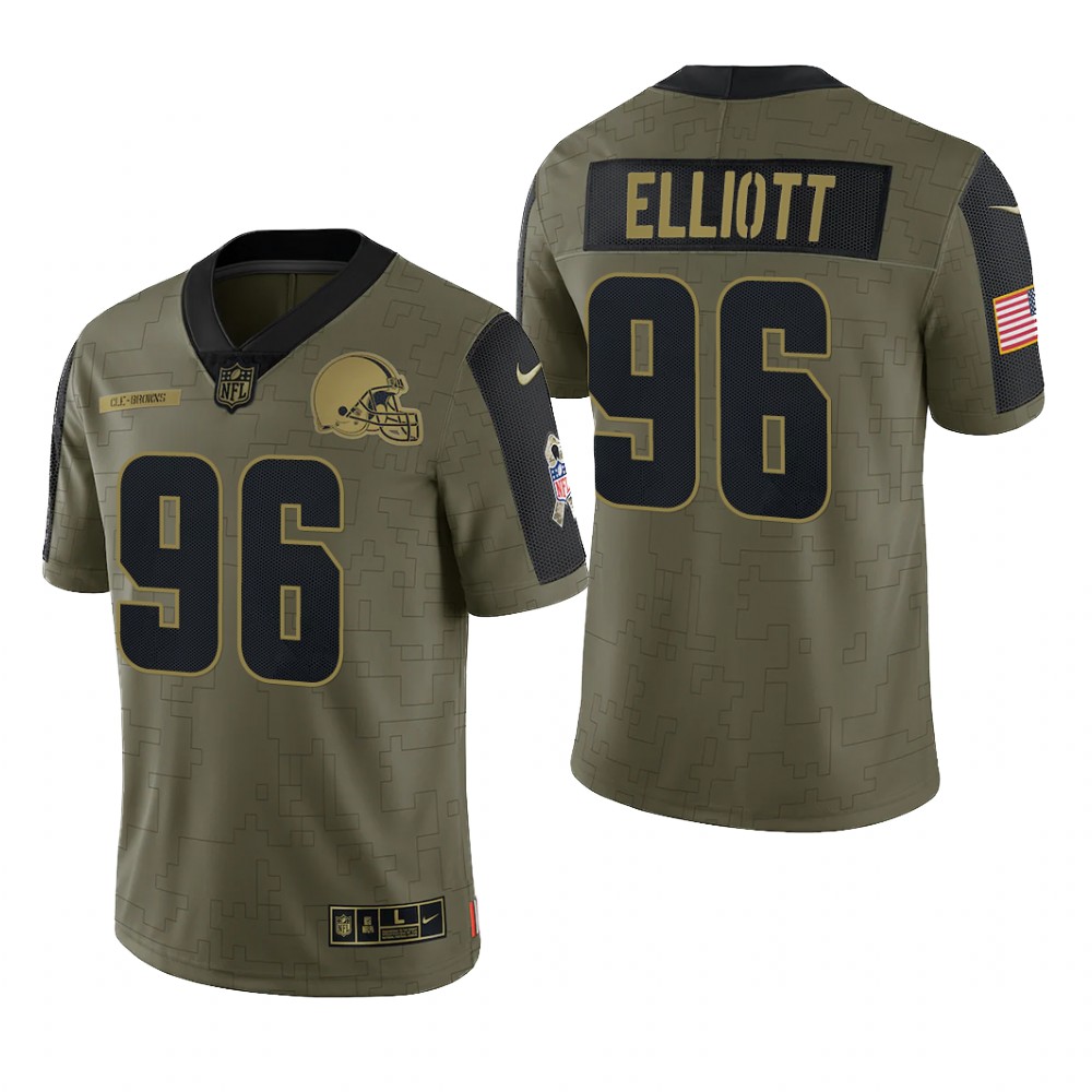 Cleveland Browns Jordan Elliott Olive Limited Jersey 2021 Salute To Service - Men's