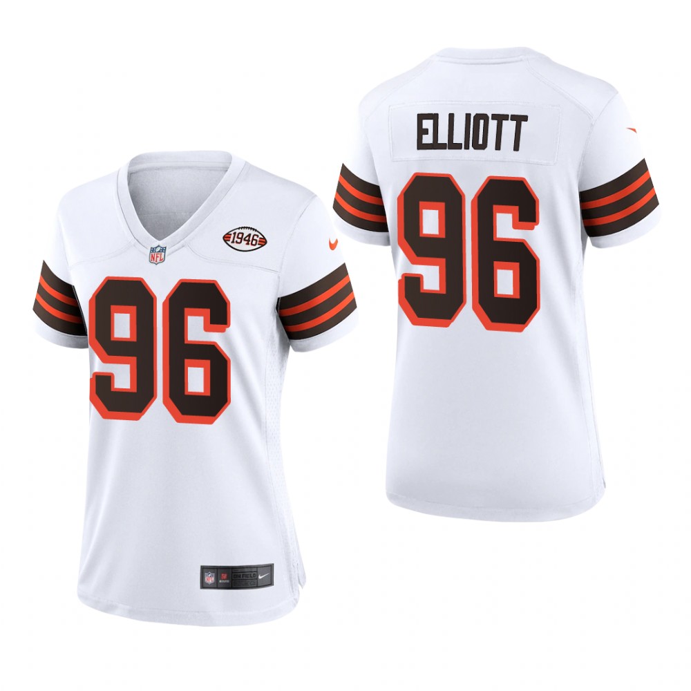 Cleveland Browns Jordan Elliott White Jersey 1946 Collection - Women's