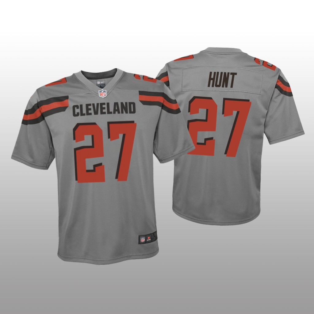 Cleveland Browns Kareem Hunt Gray Jersey Inverted Game - Youth