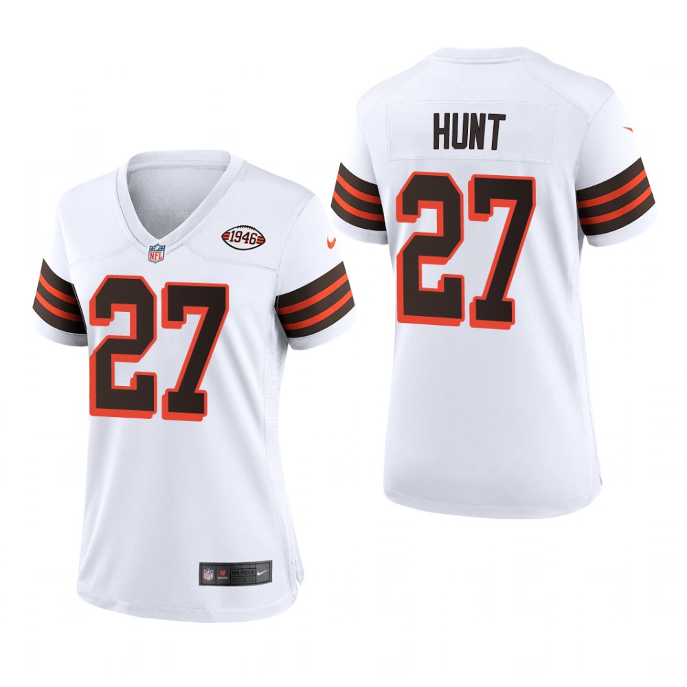 Cleveland Browns Kareem Hunt White Jersey 1946 Collection - Women's