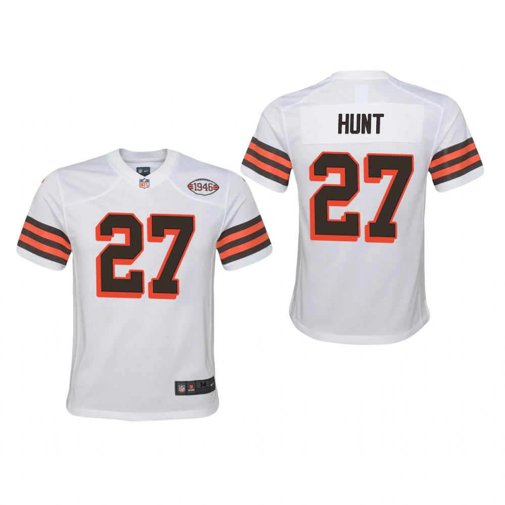 Cleveland Browns Kareem Hunt White Jersey 1946 Collection - Youth