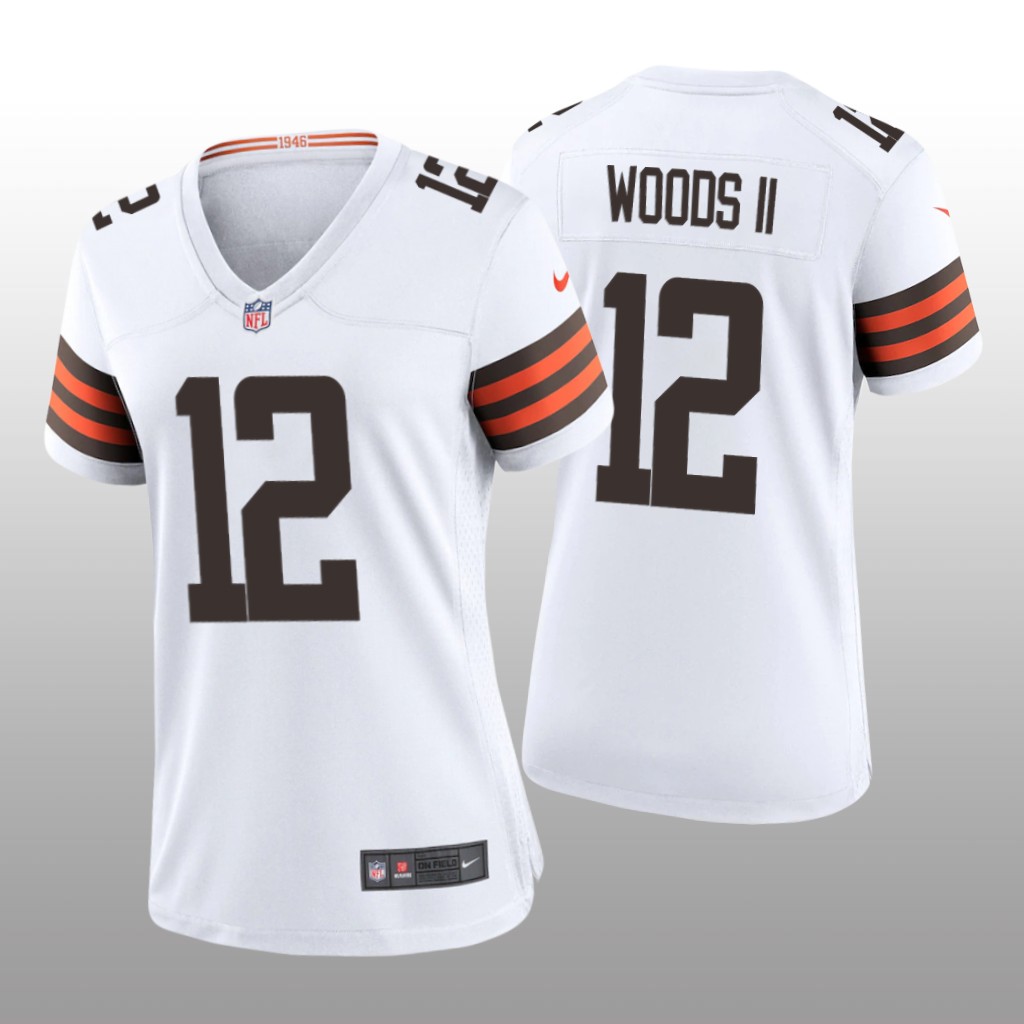 Cleveland Browns Michael Woods II White Jersey Game - Women's