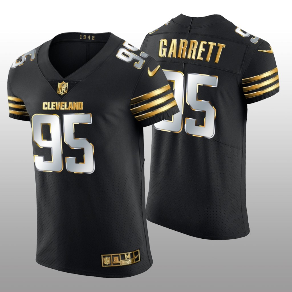 Cleveland Browns Myles Garrett Black Vapor Elite Jersey Golden Edition Men's