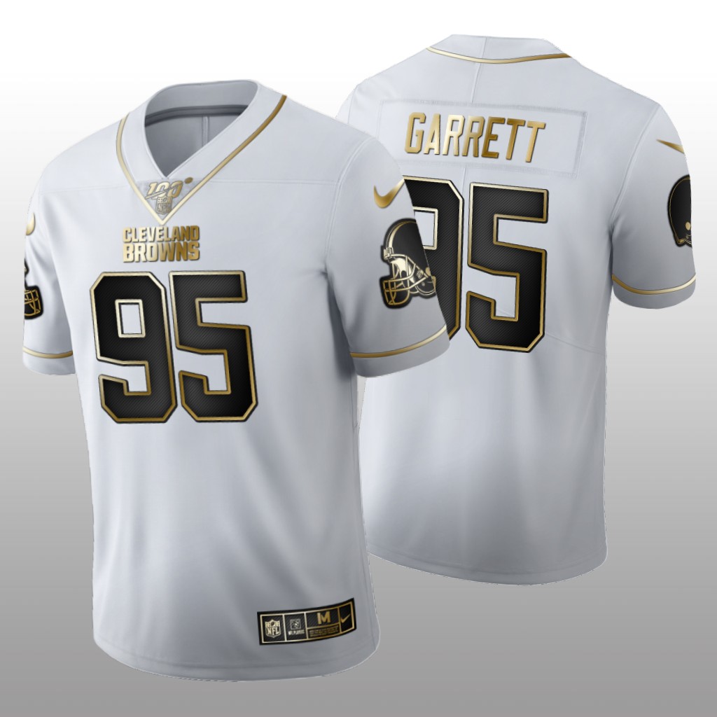 Cleveland Browns Myles Garrett White Golden Edition Jersey 100th Season Men's