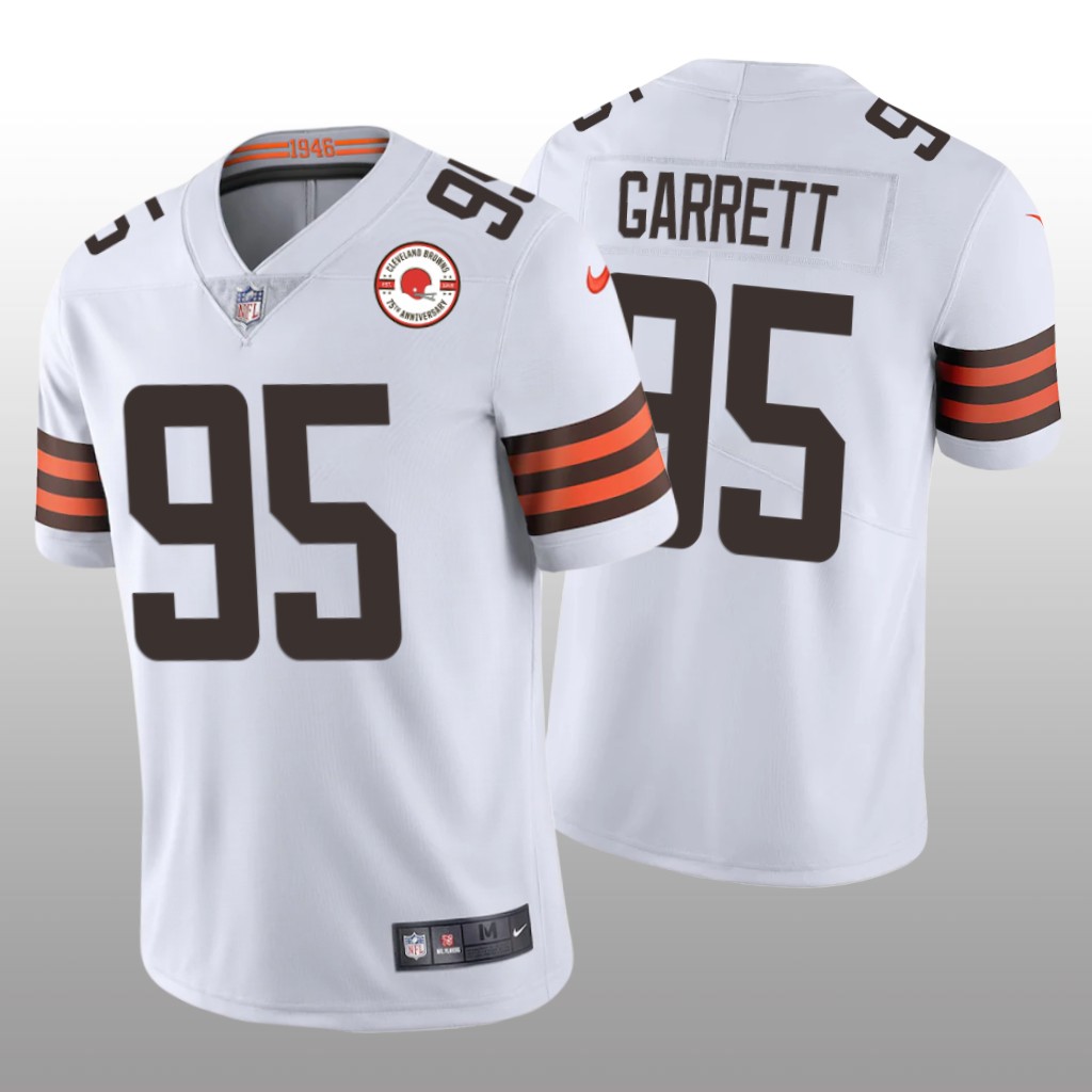 Cleveland Browns Myles Garrett White Jersey 75th Anniversary Patch - Men's