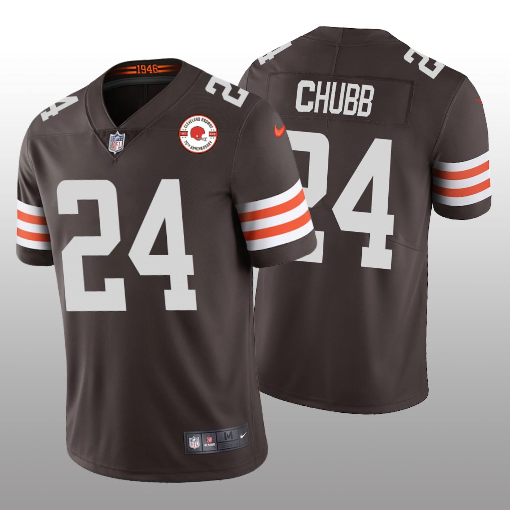 Cleveland Browns Nick Chubb Brown Jersey 75th Anniversary Patch - Men's