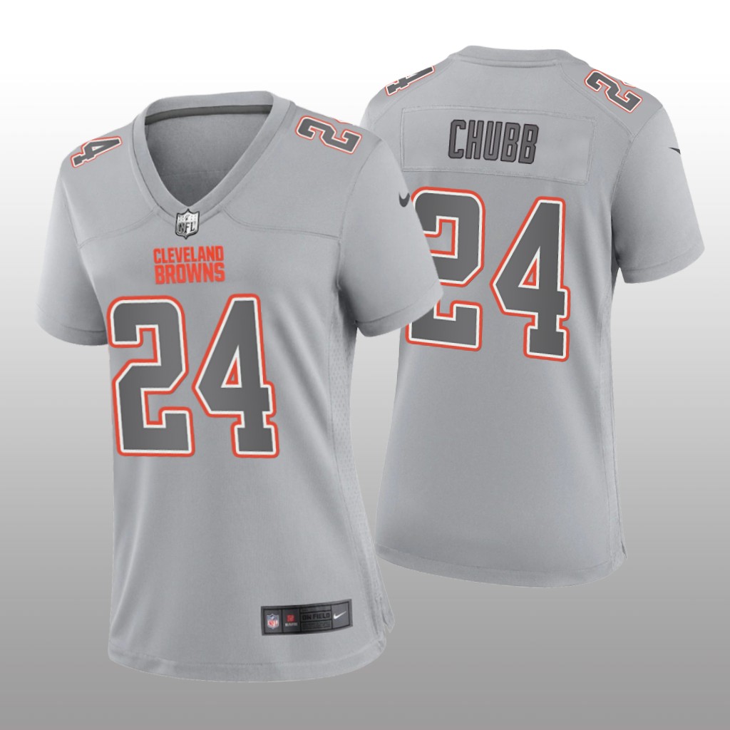 Cleveland Browns Nick Chubb Gray Jersey Atmosphere Fashion Game - Women's