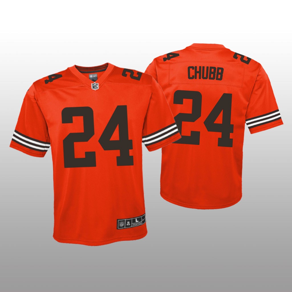 Cleveland Browns Nick Chubb Orange Jersey Inverted Game - Youth