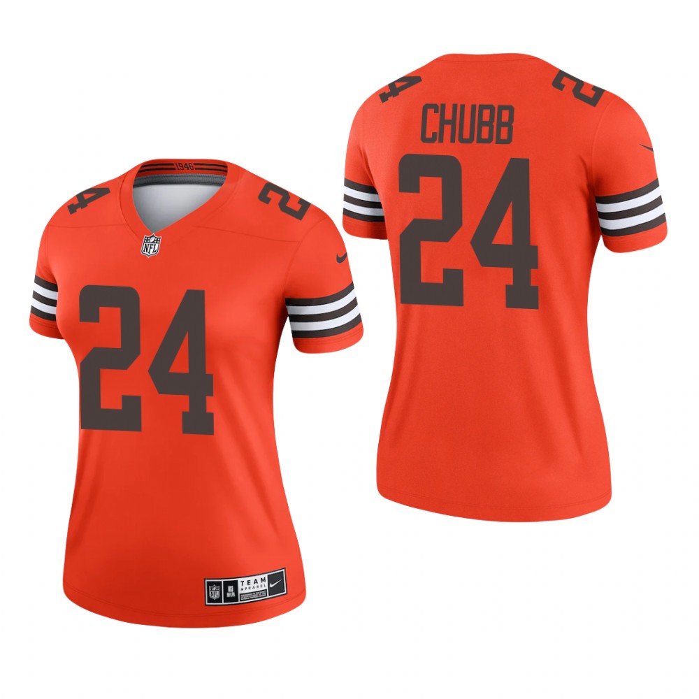 Cleveland Browns Nick Chubb Orange Jersey Inverted Legend - Women's