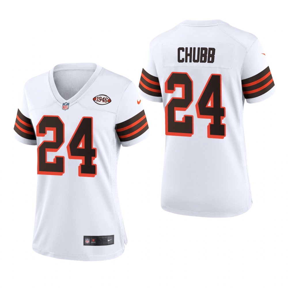 Cleveland Browns Nick Chubb White Jersey 1946 Collection - Women's