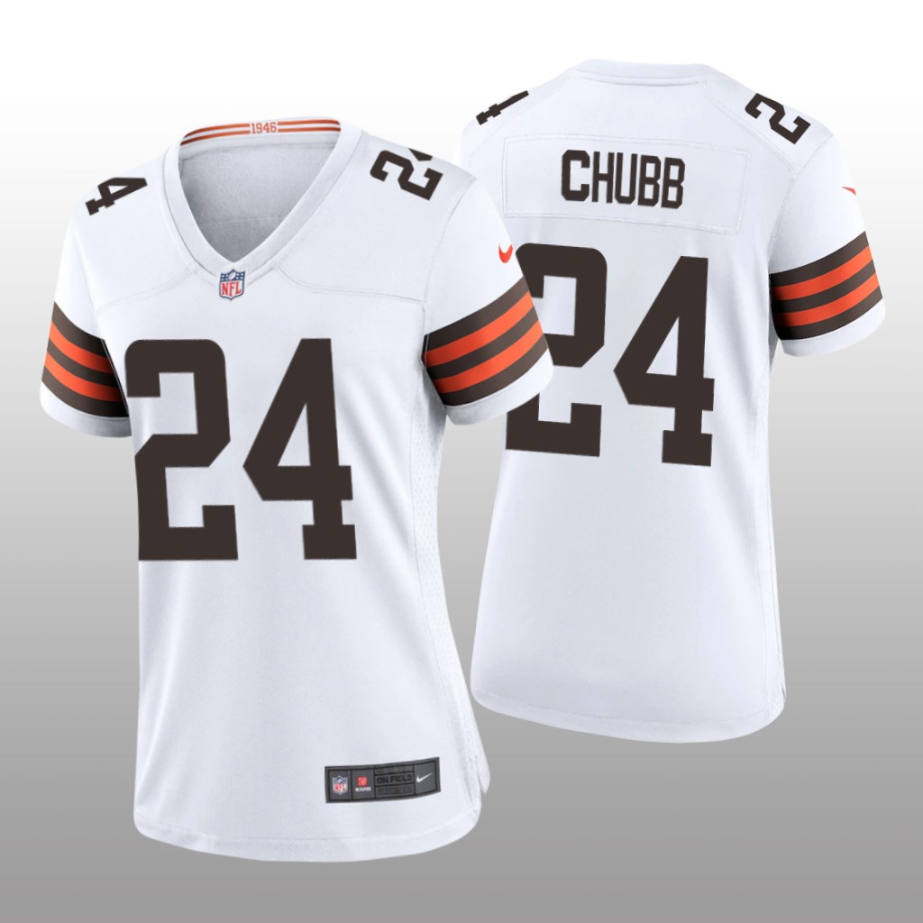 Cleveland Browns Nick Chubb White Jersey Game - Women's