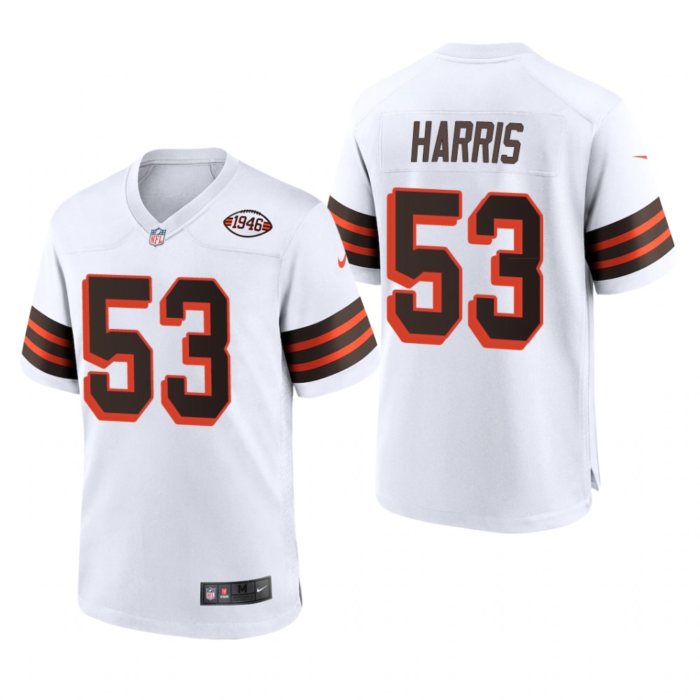 Cleveland Browns Nick Harris White Alternate Game Jersey 1946 Collection - Men's