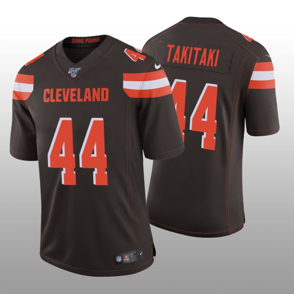 Cleveland Browns Sione Takitaki Brown Vapor Limited Jersey 100th Season - Men's