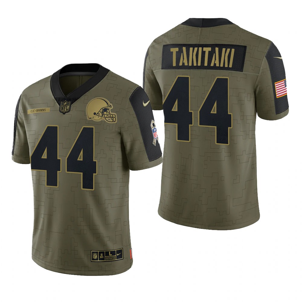 Cleveland Browns Sione Takitaki Olive Limited Jersey 2021 Salute To Service - Men's