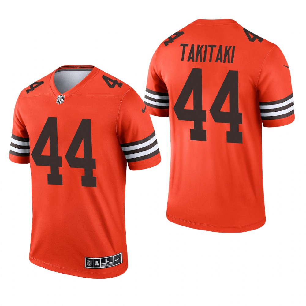 Cleveland Browns Sione Takitaki Orange Jersey Inverted Legend - Men's