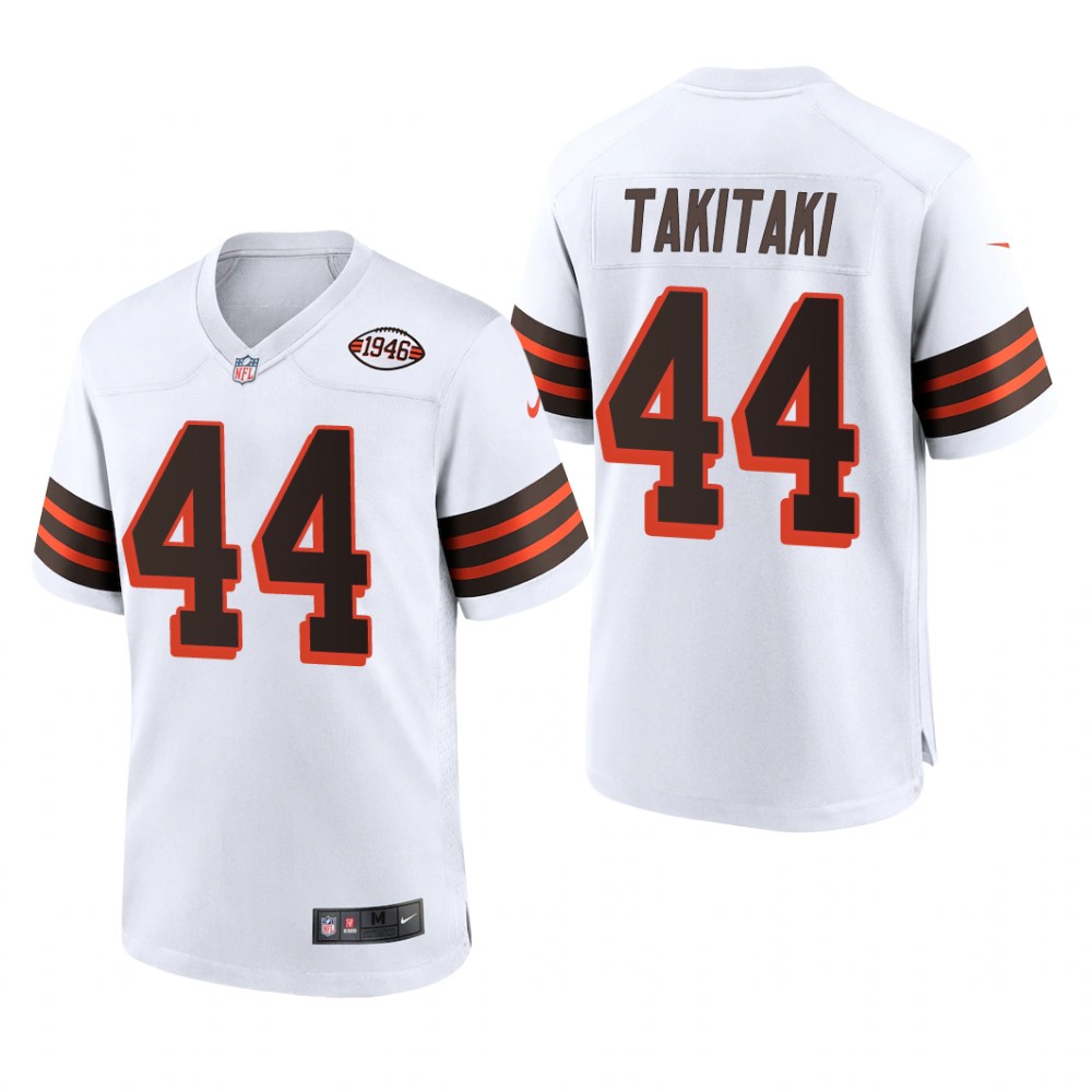 Cleveland Browns Sione Takitaki White Alternate Game Jersey 1946 Collection - Men's