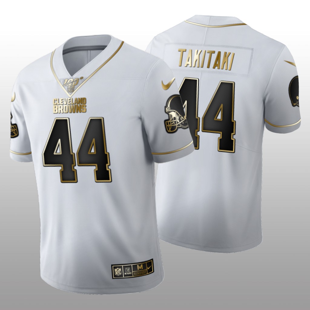 Cleveland Browns Sione Takitaki White Golden Edition Jersey 100th Season Men's