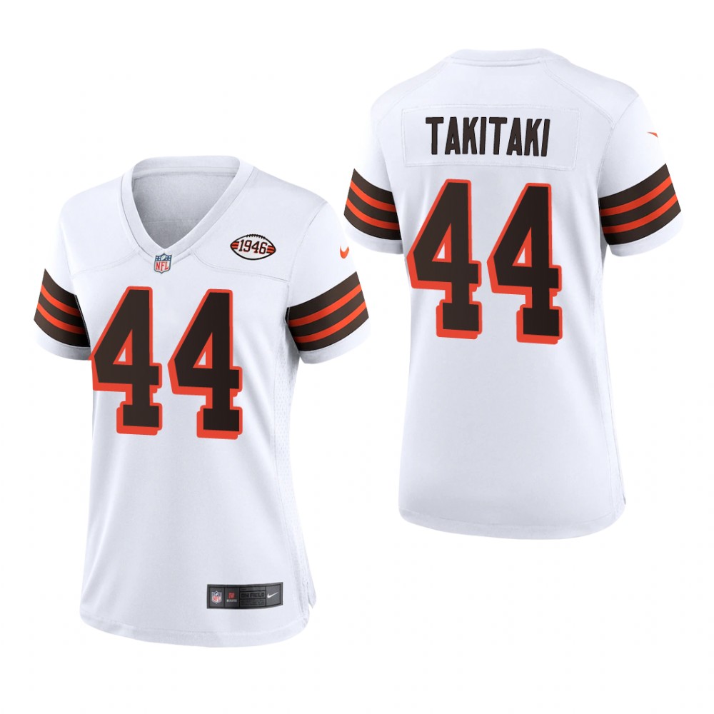 Cleveland Browns Sione Takitaki White Jersey 1946 Collection - Women's