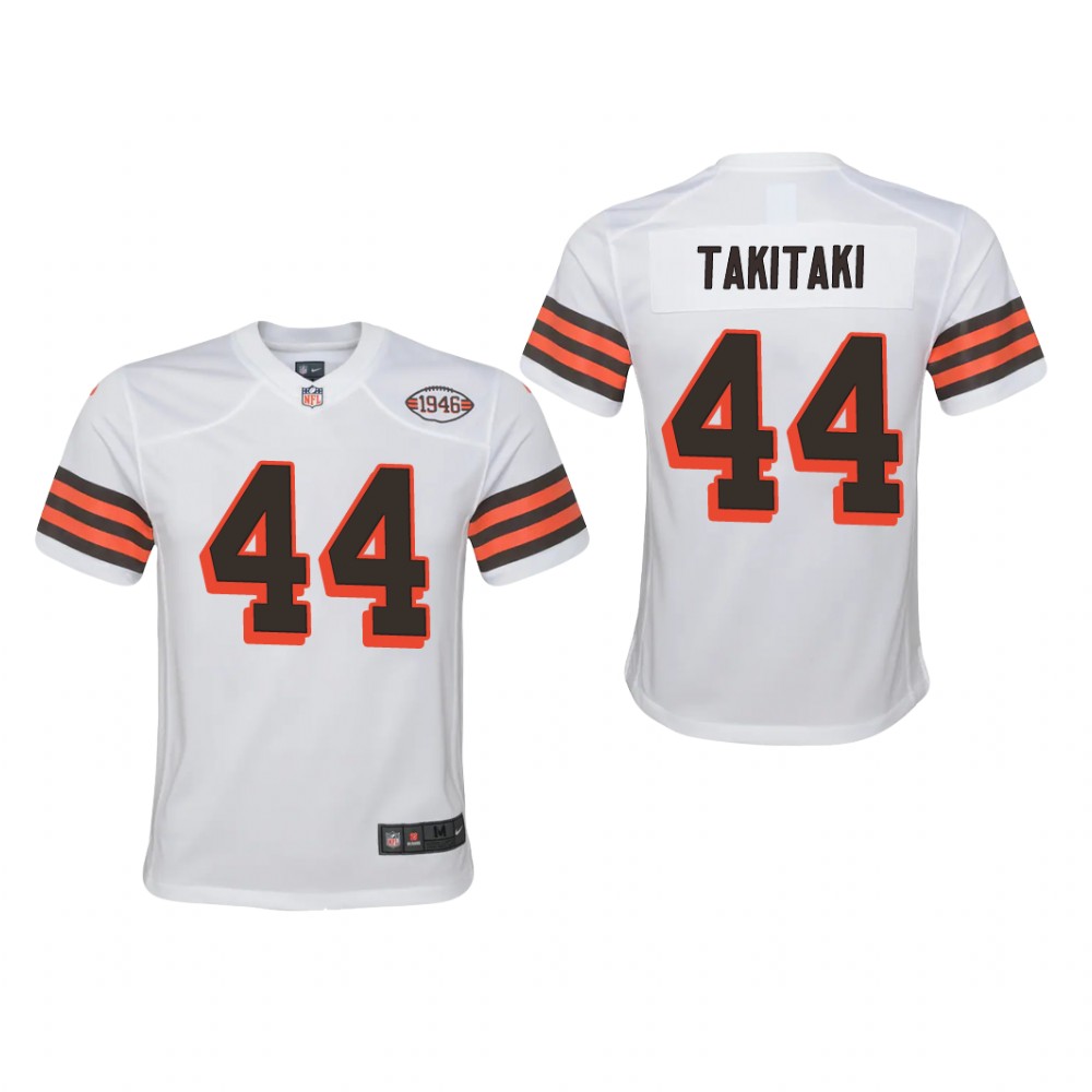 Cleveland Browns Sione Takitaki White Jersey 1946 Collection - Youth