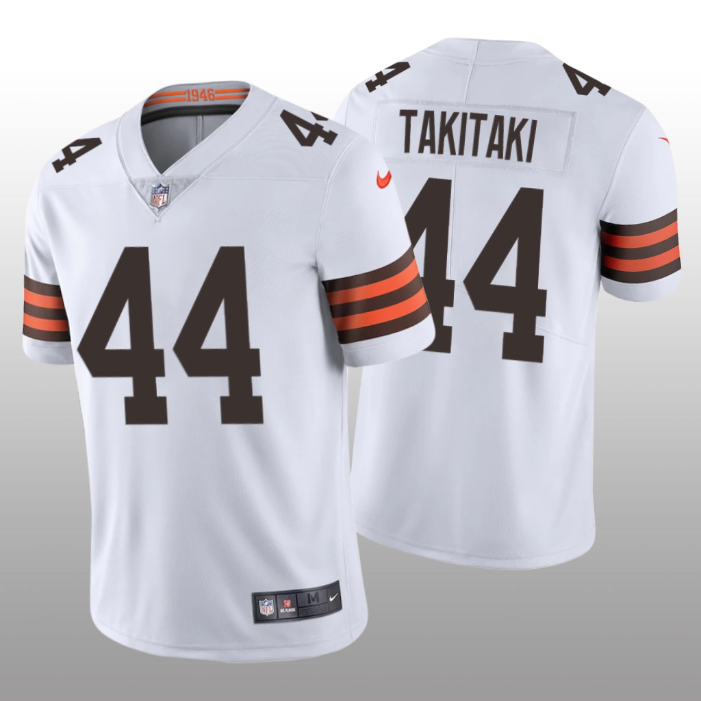 Cleveland Browns Sione Takitaki White Jersey 2020 Vapor Limited - Men's