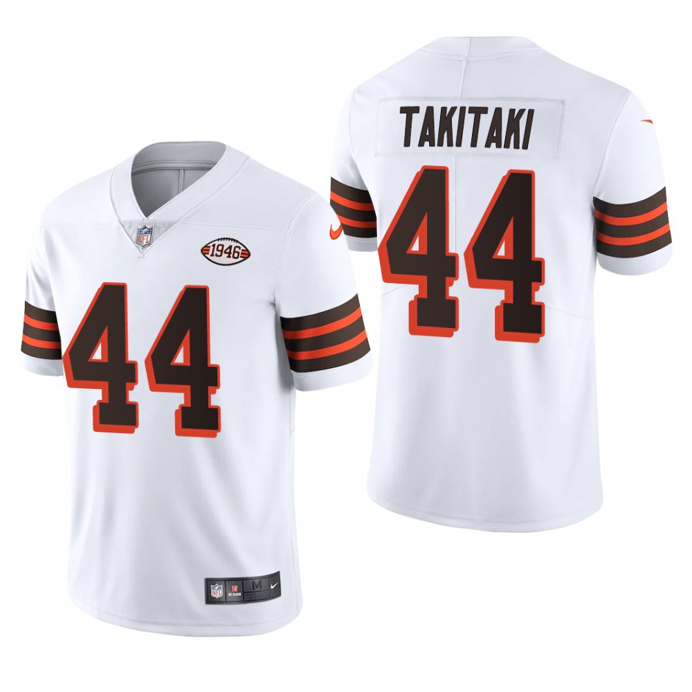 Cleveland Browns Sione Takitaki White Jersey Vapor Limited - Men's