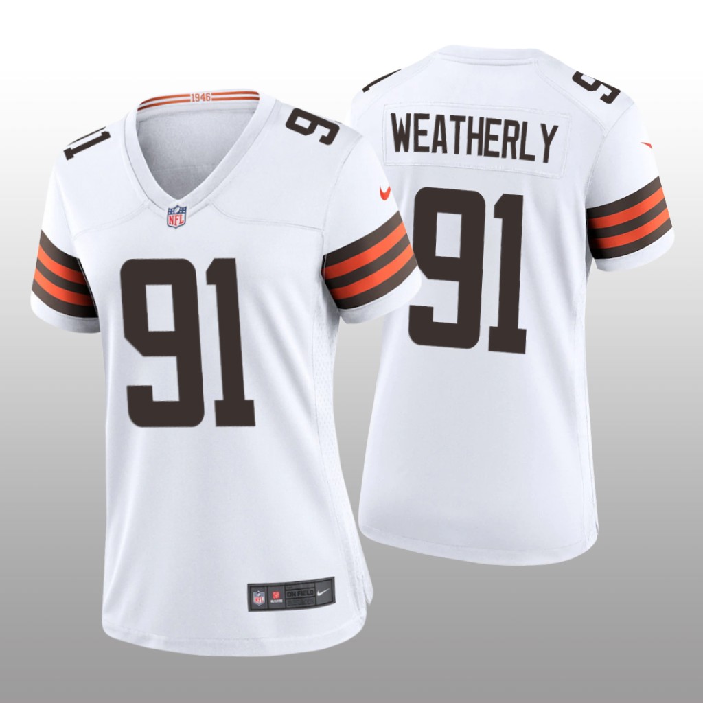 Cleveland Browns Stephen Weatherly White Jersey Game - Women's