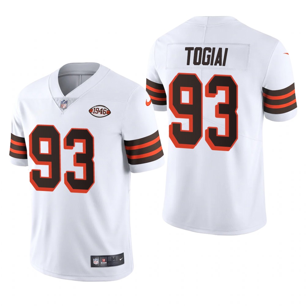 Cleveland Browns Tommy Togiai White Jersey Vapor Limited - Men's