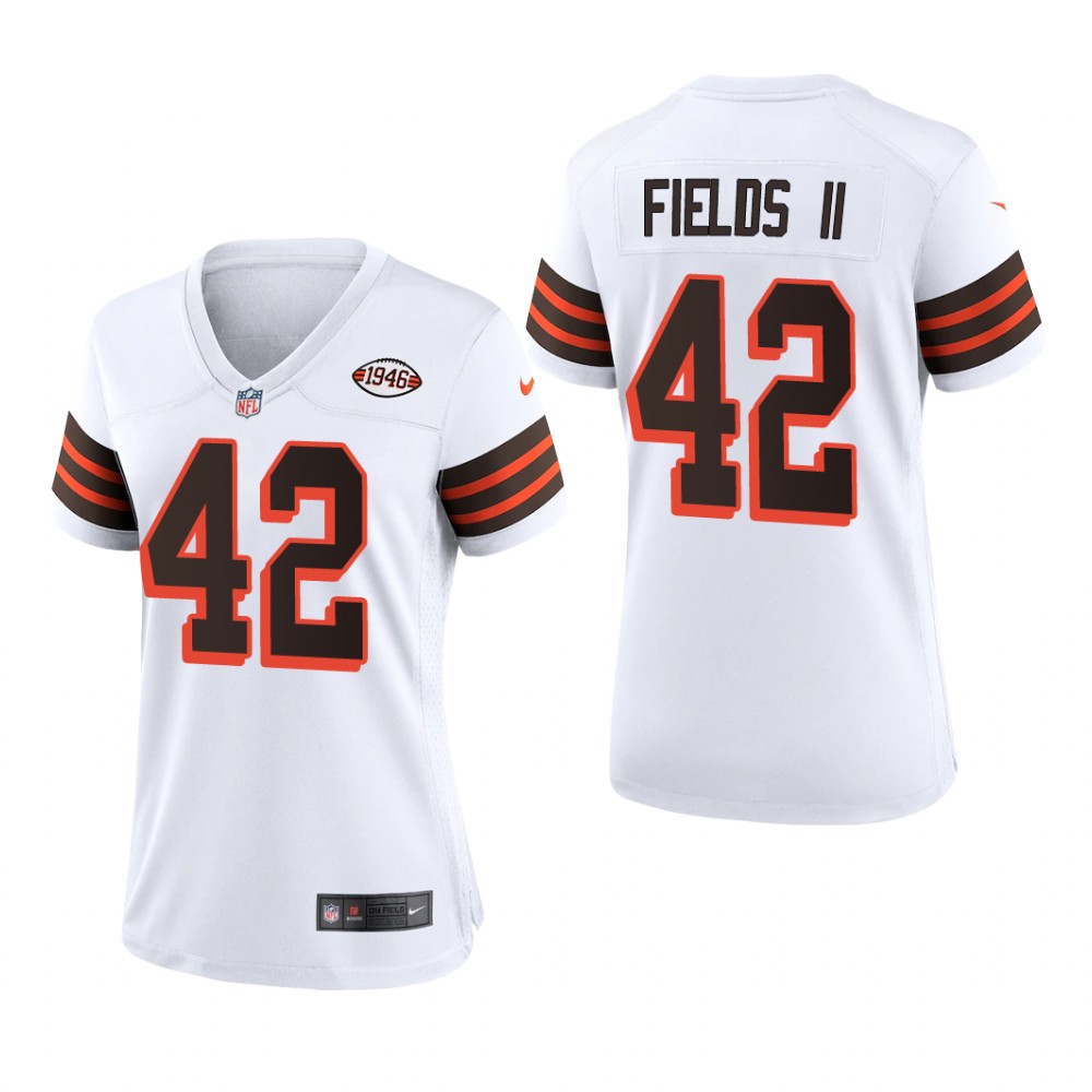 Cleveland Browns Tony Fields II White Jersey 1946 Collection - Women's