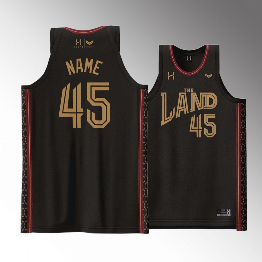 Cleveland Cavaliers #45 Donovan Mitchell The Land Black Jersey Special Custom