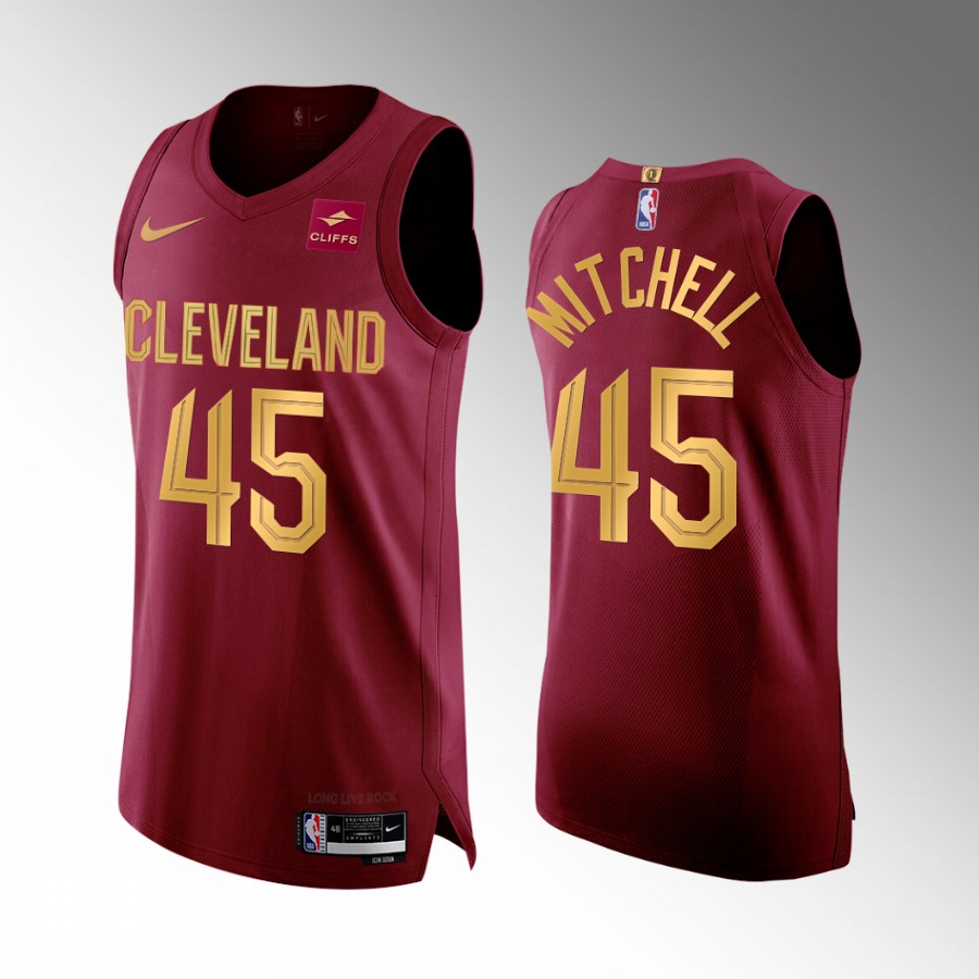 Cleveland Cavaliers #45 Donovan Mitchell Wine Jersey 2022-23 Icon Edition