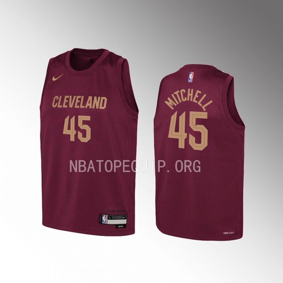 Cleveland Cavaliers Donovan Mitchell Icon Edition Maroon Youth Jersey Swingman #45
