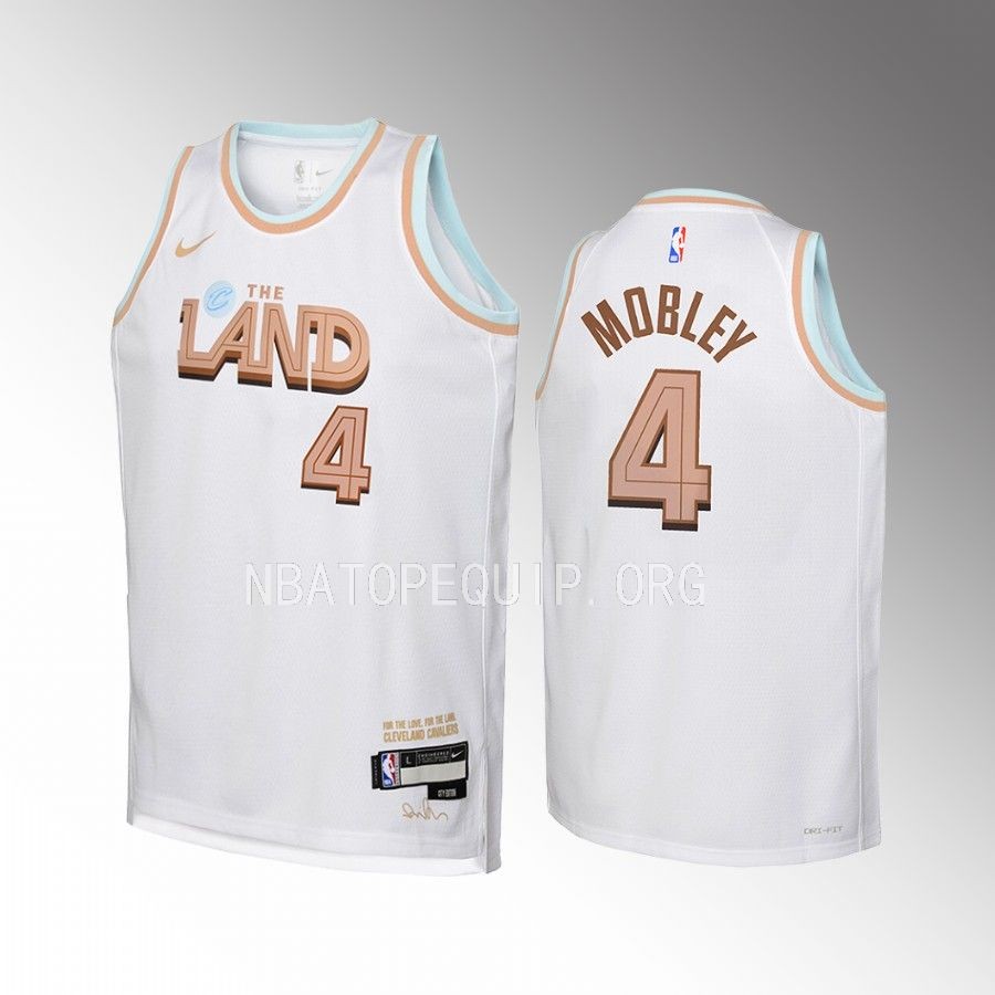 Cleveland Cavaliers Evan Mobley City Edition White Youth Jersey Swingman #4