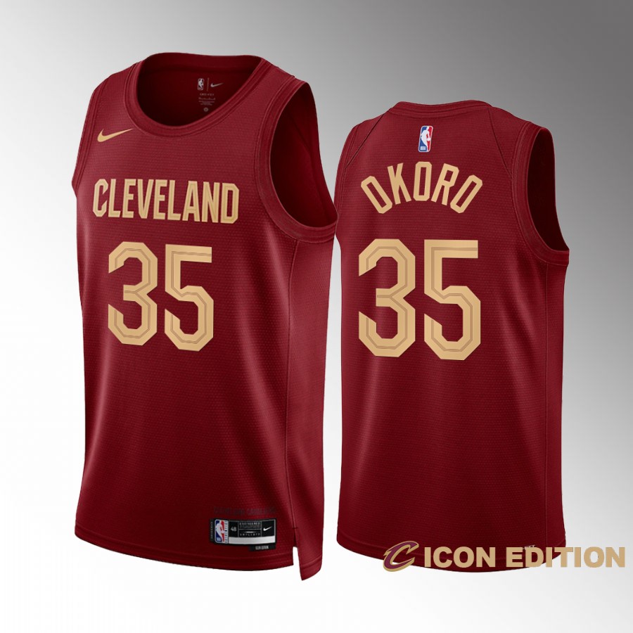 Cleveland Cavaliers Isaac Okoro 2022-23 Icon Edition Wine #35 Jersey Swingman
