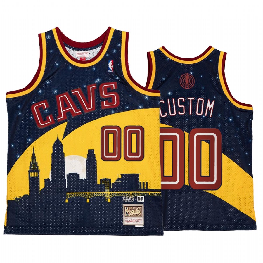 Cleveland Cavaliers NBA BR Remix Custom Gold Blue Jersey HWC Limited Edition