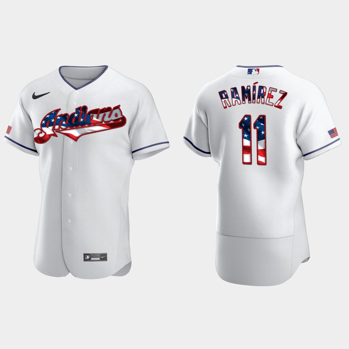 Cleveland Indians Jose Ramirez 2020 Stars And Stripes 4th of July Jersey - White