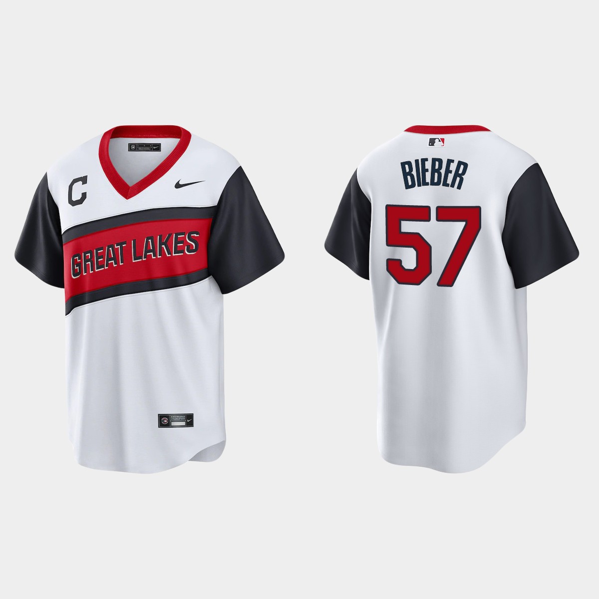 Cleveland Indians Shane Bieber 2021 Little League Classic Home Jersey - White