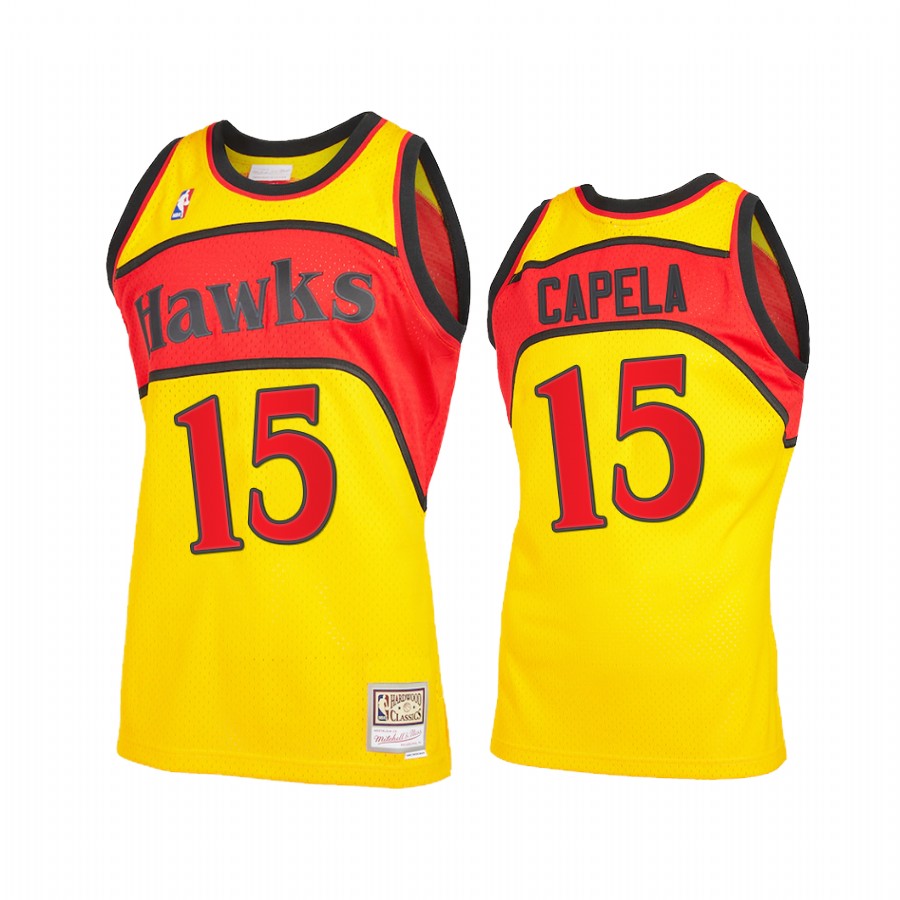 Clint Capela 15 Atlanta Hawks 2021 Reload 2.0 Yellow Jersey Throwback