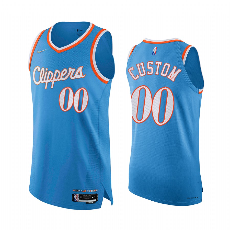 Clippers #00 Custom Blue Jersey 75th Season City Edition 2021-22