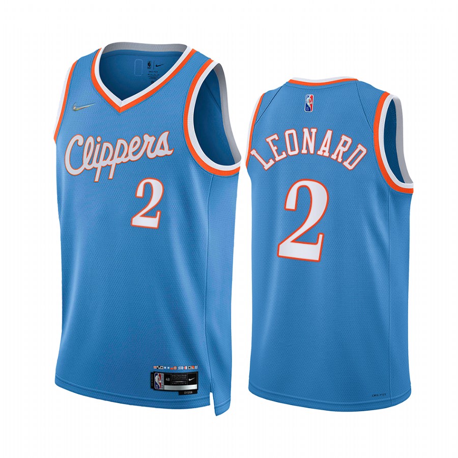Clippers Kawhi Leonard City Edition Blue 2021-22 Jersey 75th Anniversary