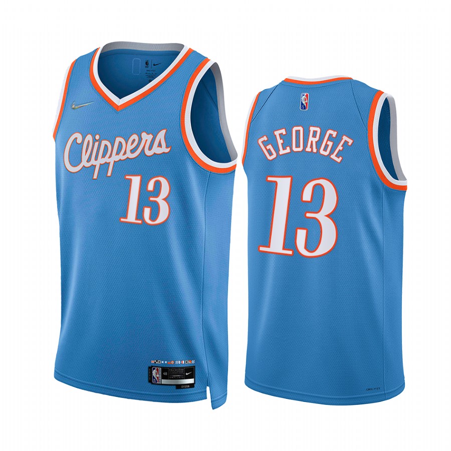 Clippers Paul George City Edition Blue 2021-22 Jersey 75th Anniversary