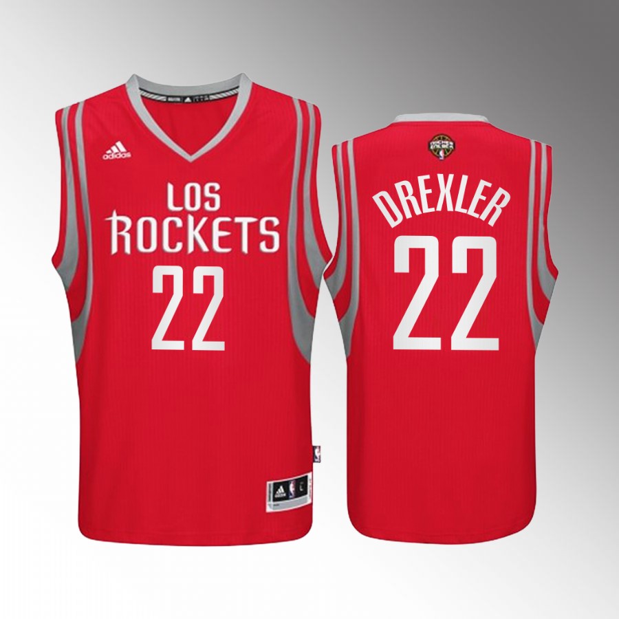Clyde Drexler #22 Houston Rockets Noche Latina Red Throwback Jersey